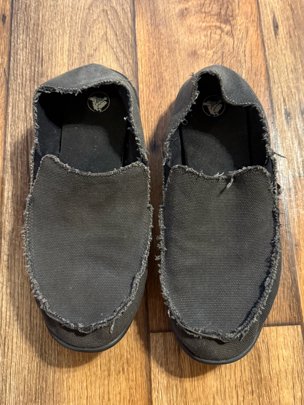 CROCS Men's Black Frayed-Edge Slip-On shoes - size: 13
